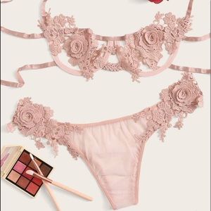Pink Lace Lingerie Set